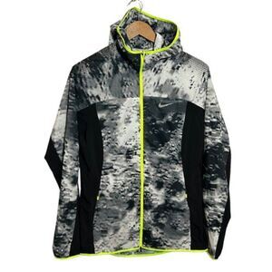 Nike Trail Kiger Full Zip Hooded Running Jacket Womens Medium Reflective Black